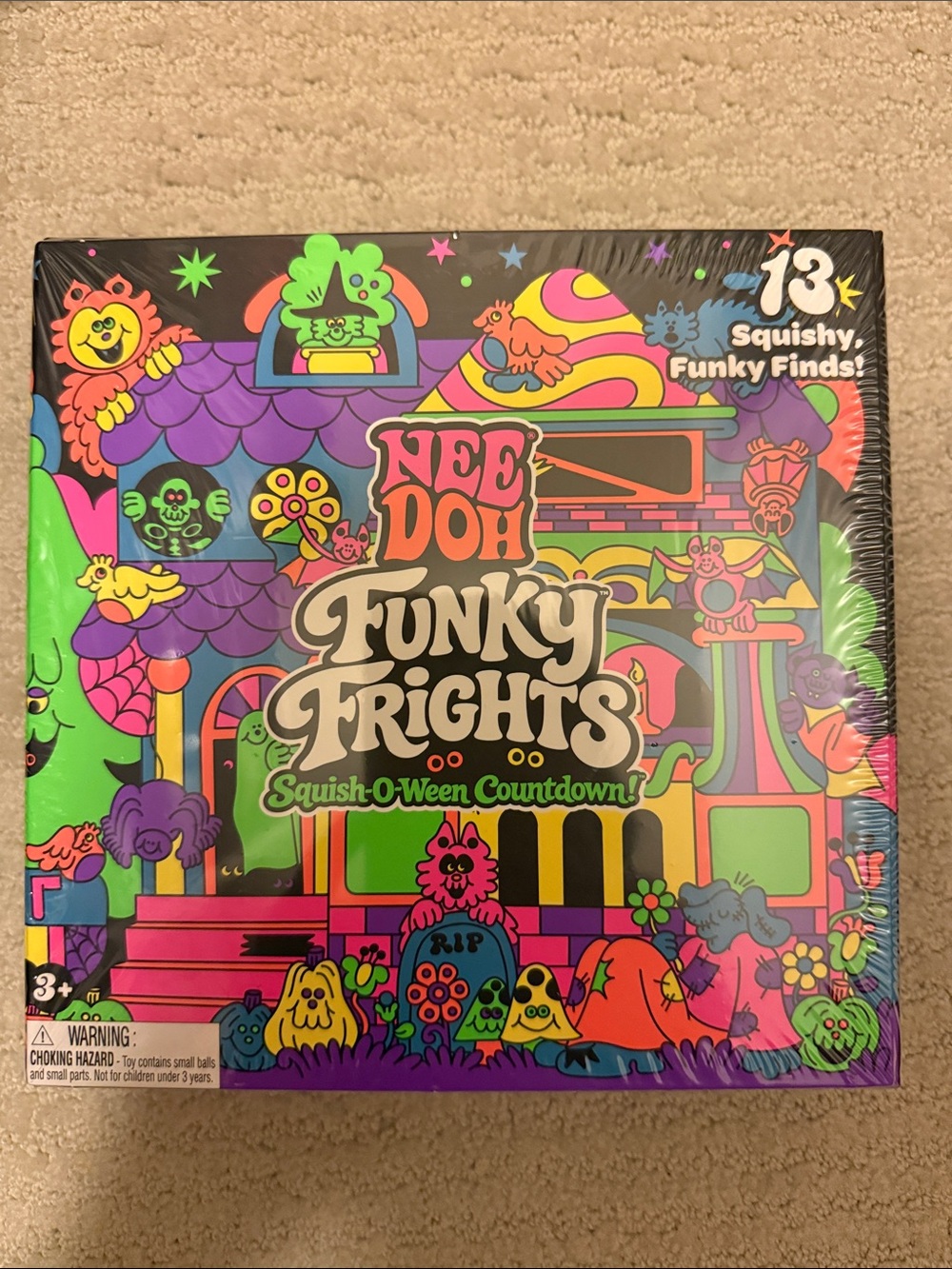 Nee Doh Funky Frights Squish-O-Ween Set — Neon Multicolor Kids Plush/Soft Toys